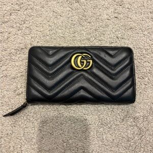 Black Wallet with Gold Logo